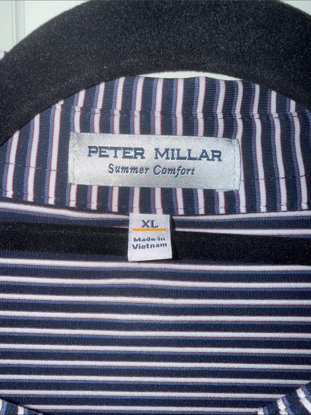 Peter Millar Navy and White Thin-Stripe Polo - Picture 2 of 4